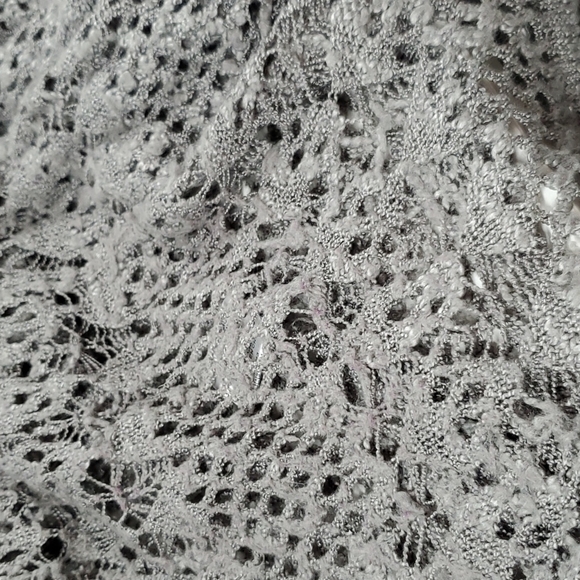 Belldini Gray Crochet Knit Long Sleeve Open Cardigan Sweater - Picture 13 of 14